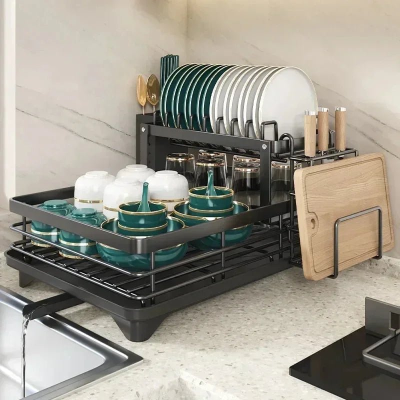Foldable Stainless Steel Dish Drying Rack with Non-Slip Silicone Feet