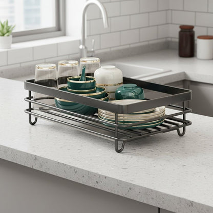 Foldable Stainless Steel Dish Drying Rack with Non-Slip Silicone Feet