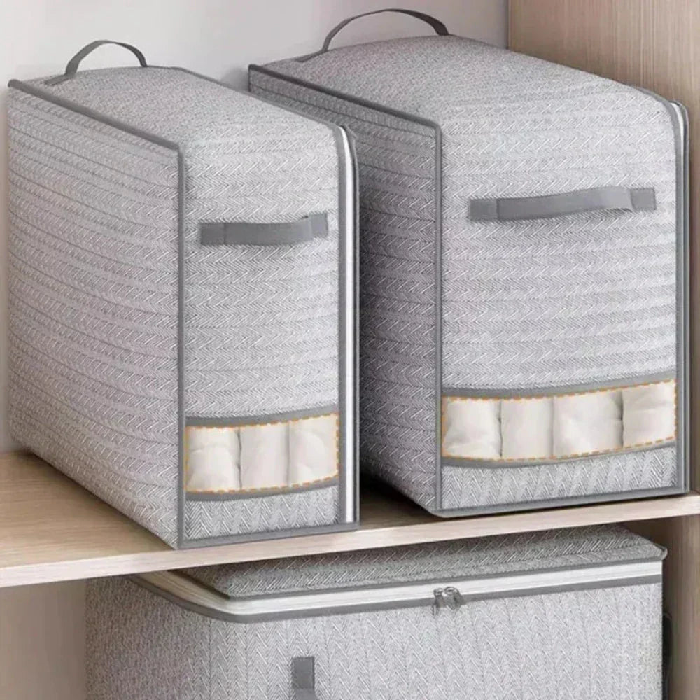 Foldable Storage Bag with Transparent Window for Blankets and Seasonal Clothing