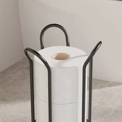 Freestanding Chrome Toilet Roll Holder – Iron Bathroom Storage Stand for 3 Spare Rolls