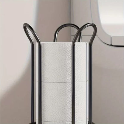 Freestanding Chrome Toilet Roll Holder – Iron Bathroom Storage Stand for 3 Spare Rolls