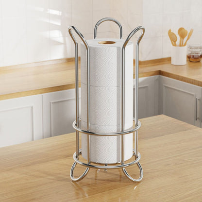 Freestanding Chrome Toilet Roll Holder – Iron Bathroom Storage Stand for 3 Spare Rolls