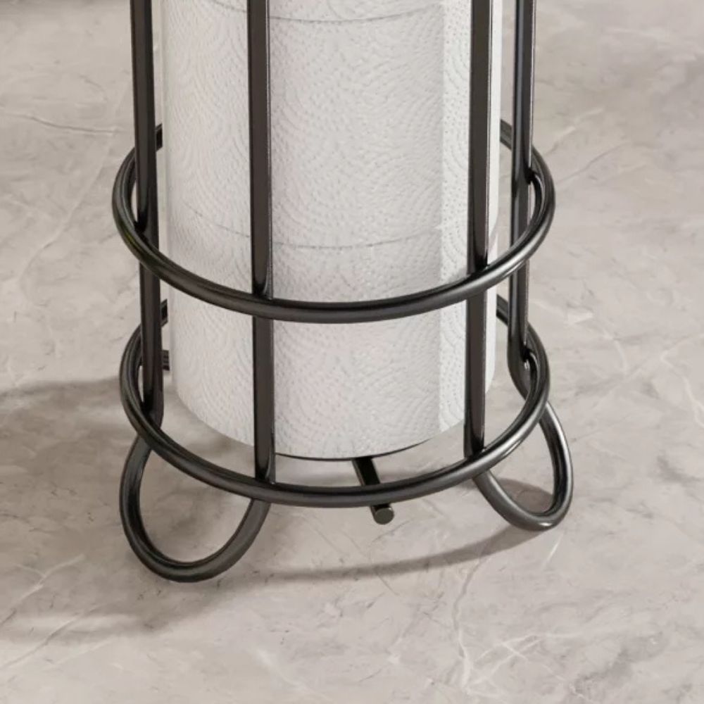 Freestanding Chrome Toilet Roll Holder – Iron Bathroom Storage Stand for 3 Spare Rolls