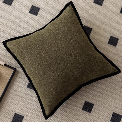 French Retro Decorative Pillow Cover with Black Piping and Jacquard Texture