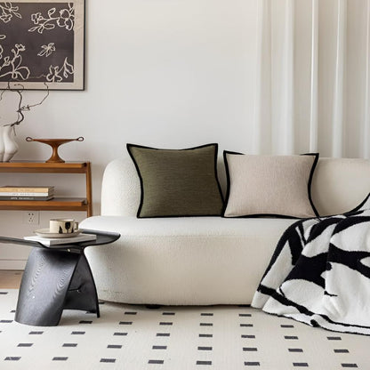 French Retro Decorative Pillow Cover with Black Piping and Jacquard Texture