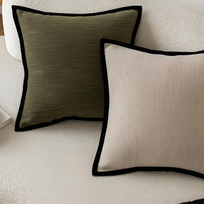 French Retro Decorative Pillow Cover with Black Piping and Jacquard Texture