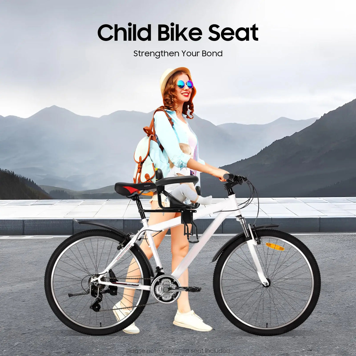 Front-Mounted Child Bike Seat with Adjustable Seat and Pedal Height