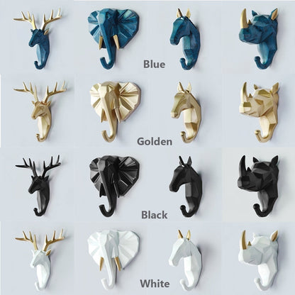 Geometric Animal Wall Hooks for Coats, Bags and Accessories