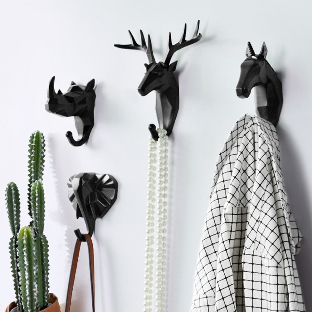 Geometric Animal Wall Hooks for Coats, Bags and Accessories