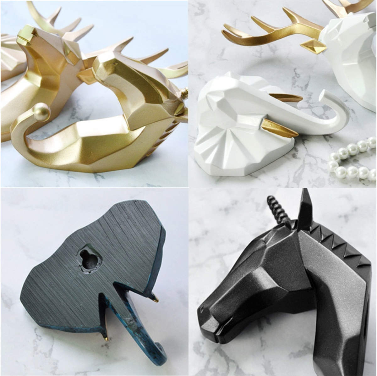 Geometric Animal Wall Hooks for Coats, Bags and Accessories
