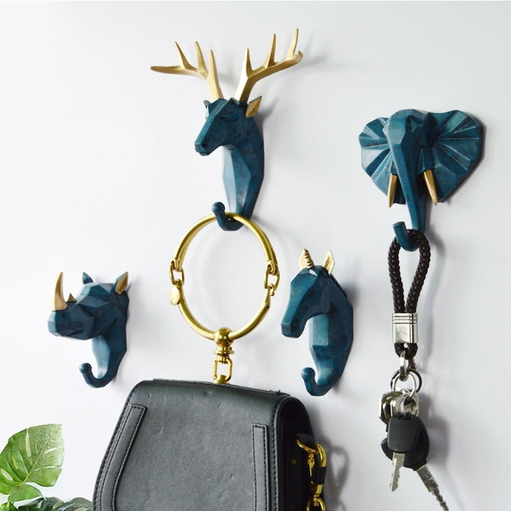 Geometric Animal Wall Hooks for Coats, Bags and Accessories