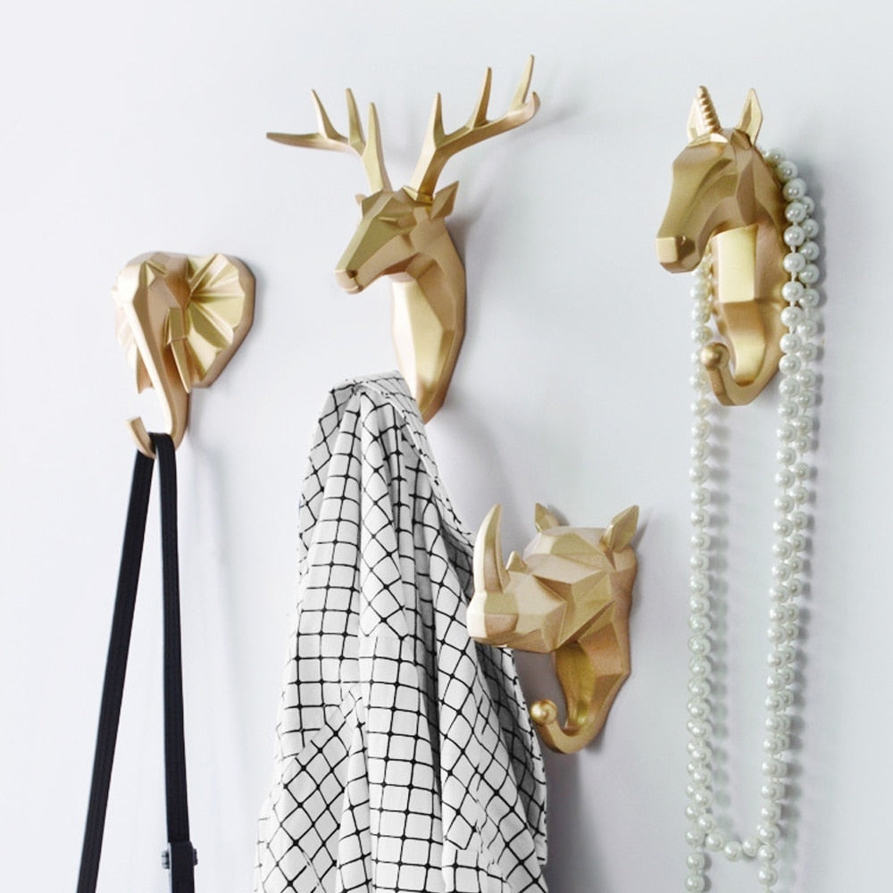 Geometric Animal Wall Hooks for Coats, Bags and Accessories