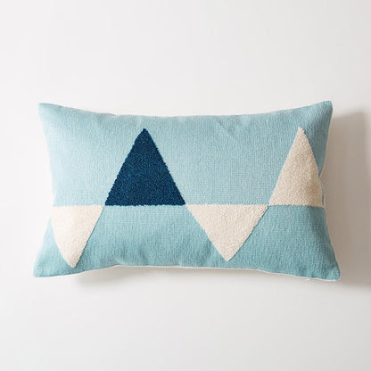 Geometric Embroidered Cotton Canvas Cushion Cover with Invisible Zip