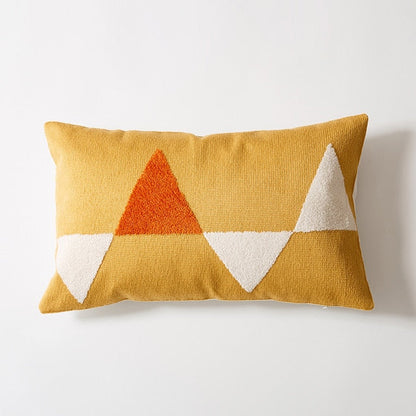 Geometric Embroidered Cotton Canvas Cushion Cover with Invisible Zip