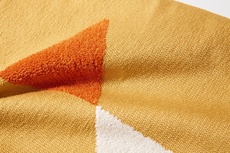 Geometric Embroidered Cotton Canvas Cushion Cover with Invisible Zip