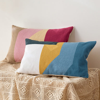 Geometric Embroidered Cotton Canvas Cushion Cover with Invisible Zip