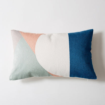 Geometric Embroidered Cotton Canvas Cushion Cover with Invisible Zip