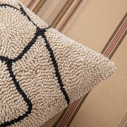 Geometric Embroidered Cushion Cover in Beige and Black