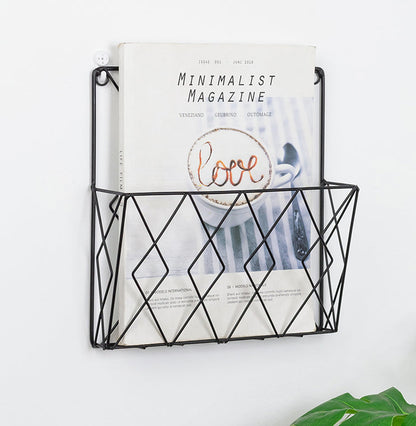 Geometric Metal Wire Magazine Rack for Wall Storage