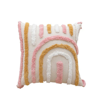Geometric Tufted Cushion Cover in Nordic Pink
