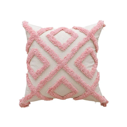 Geometric Tufted Cushion Cover in Nordic Pink