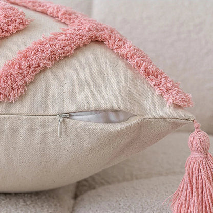 Geometric Tufted Cushion Cover in Nordic Pink