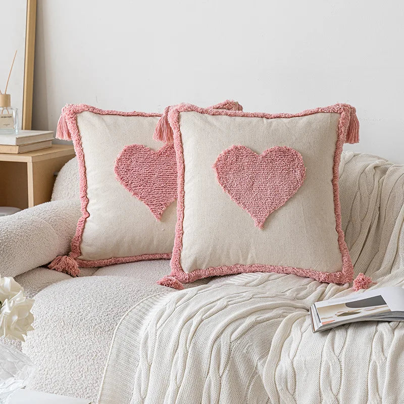 Geometric Tufted Cushion Cover in Nordic Pink