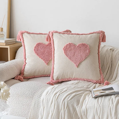 Geometric Tufted Cushion Cover in Nordic Pink