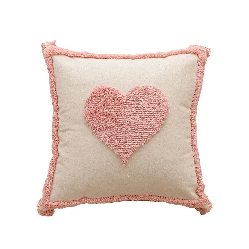 Geometric Tufted Cushion Cover in Nordic Pink