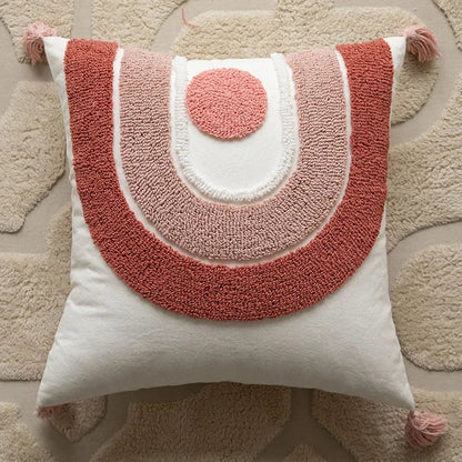 Geometric Tufted Cushion Cover in Nordic Pink