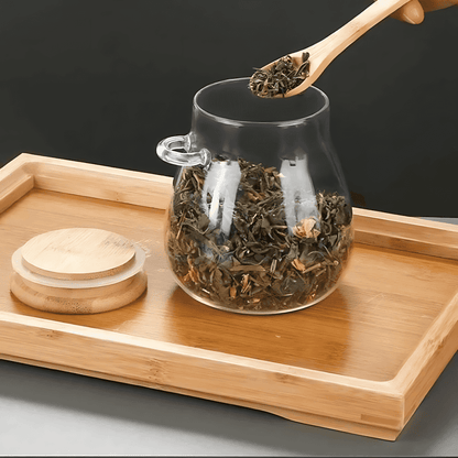 Glass Storage Jar with Bamboo Lid and Spoon