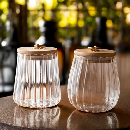 Glass Tea Storage Jar with Wooden Lid