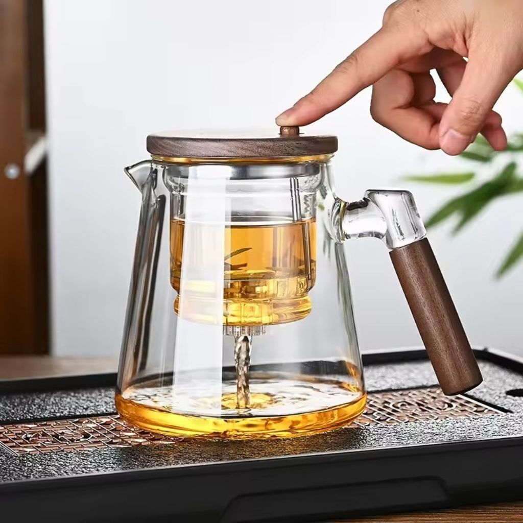 Glass Teapot with Stainless Steel Infuser and Wooden Handle 900 ml