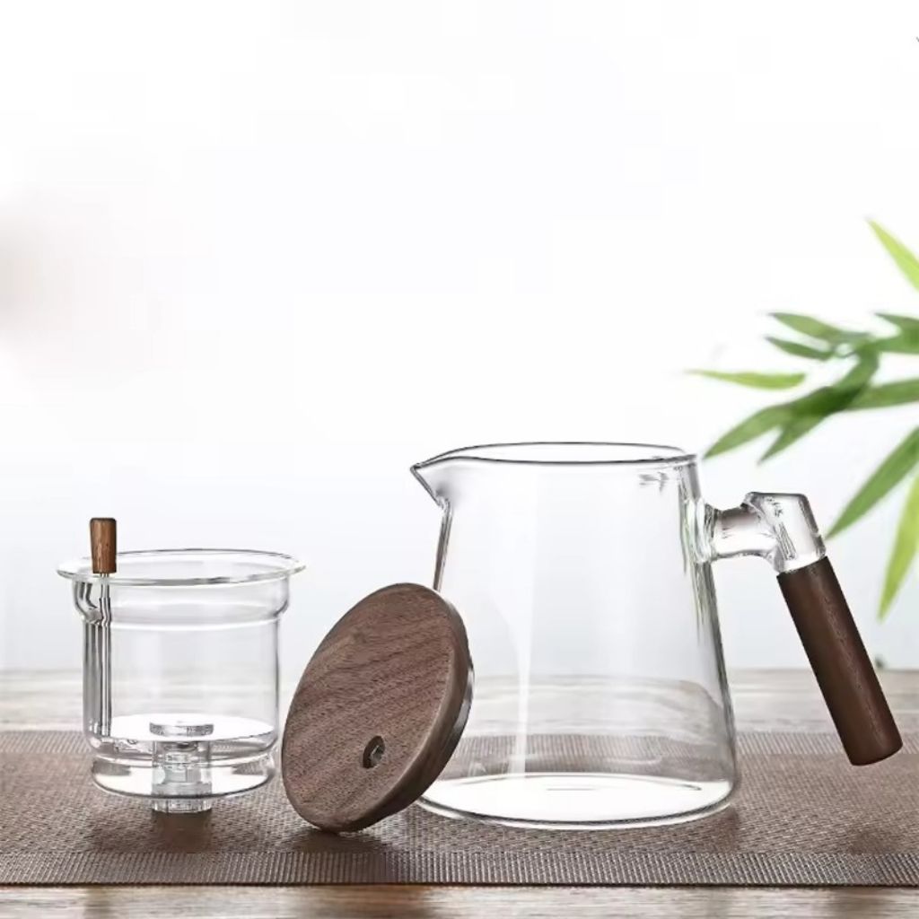 Glass Teapot with Stainless Steel Infuser and Wooden Handle 900 ml