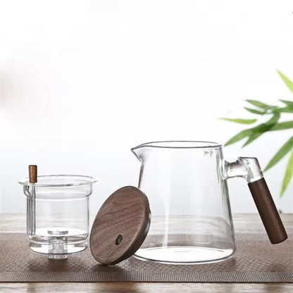 Glass Teapot with Stainless Steel Infuser and Wooden Handle 900 ml
