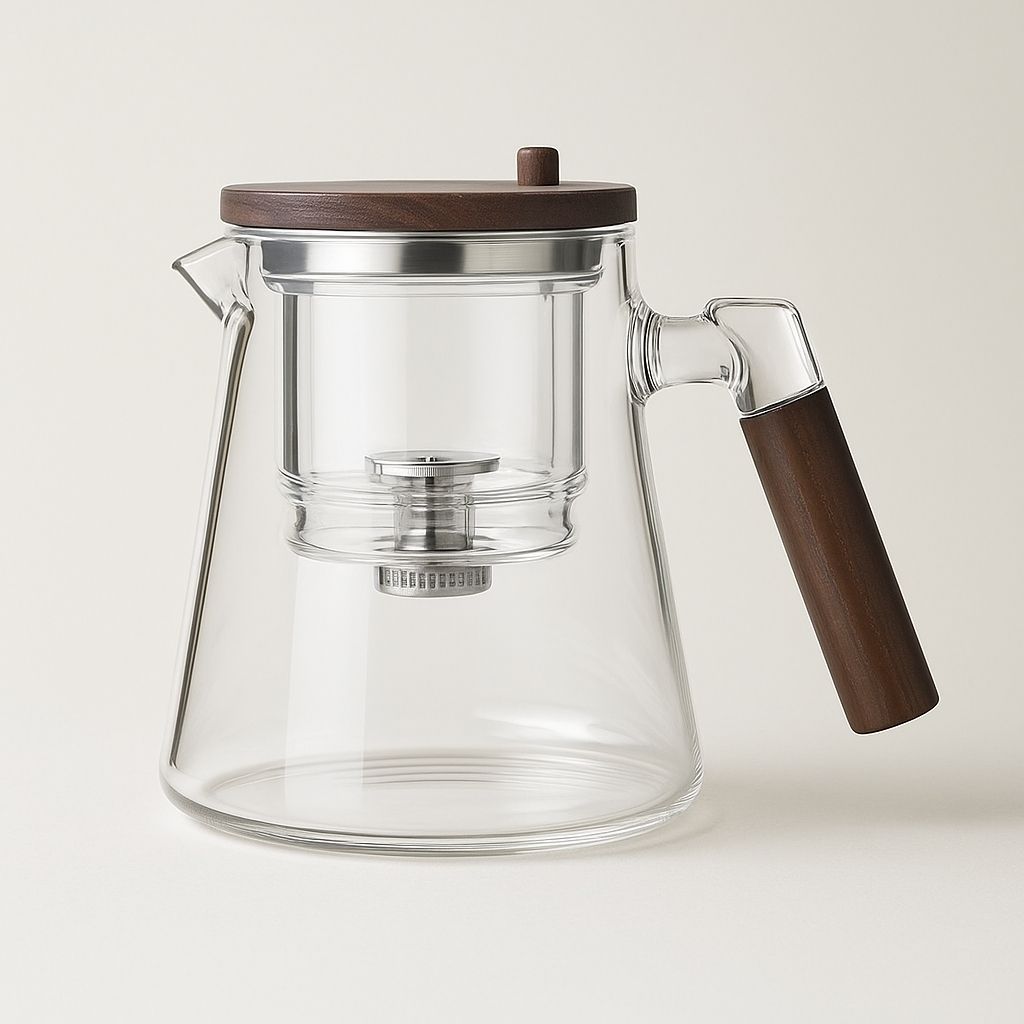Glass Teapot with Stainless Steel Infuser and Wooden Handle 900 ml