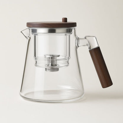 Glass Teapot with Stainless Steel Infuser and Wooden Handle 900 ml