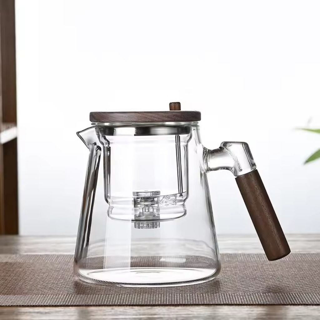 Glass Teapot with Stainless Steel Infuser and Wooden Handle 900 ml