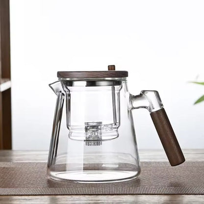 Glass Teapot with Stainless Steel Infuser and Wooden Handle 900 ml