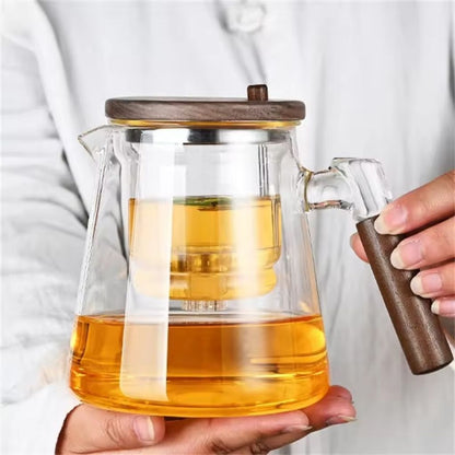 Glass Teapot with Stainless Steel Infuser and Wooden Handle 900 ml