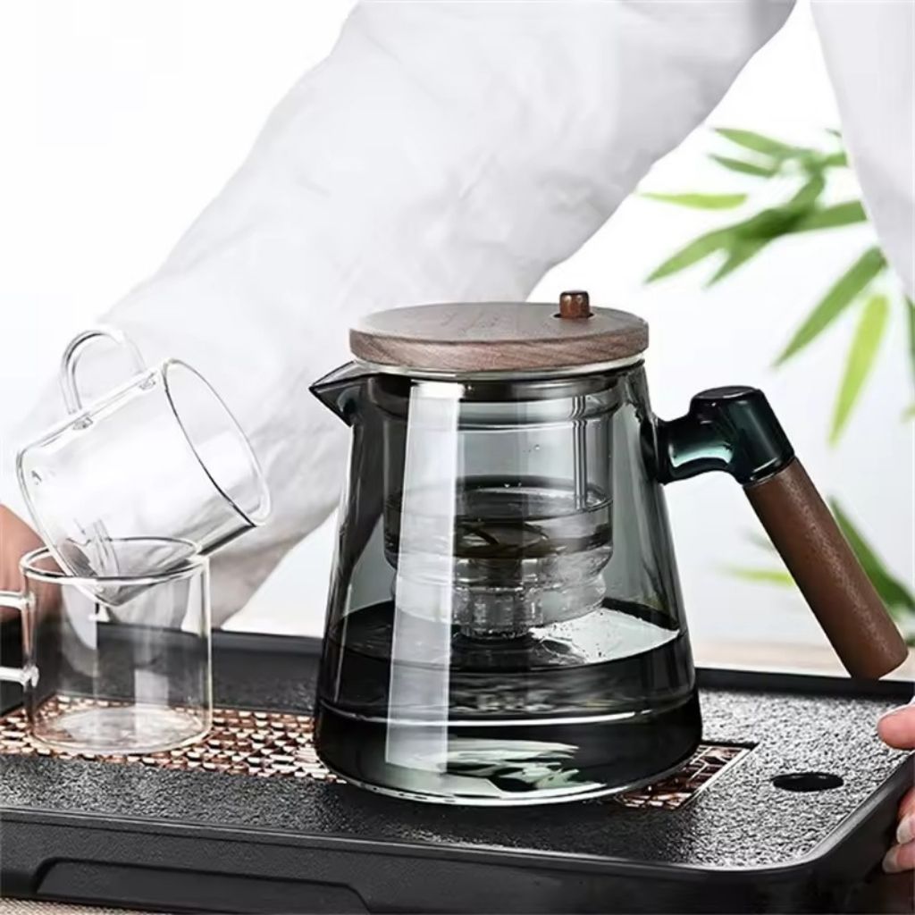 Glass Teapot with Stainless Steel Infuser and Wooden Handle 900 ml