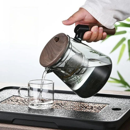 Glass Teapot with Stainless Steel Infuser and Wooden Handle 900 ml