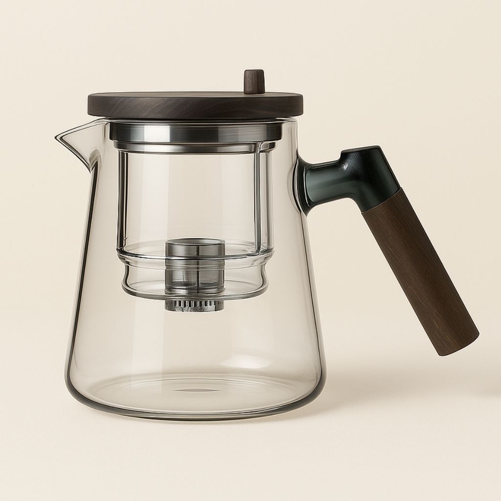 Glass Teapot with Stainless Steel Infuser and Wooden Handle 900 ml