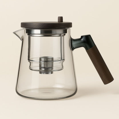 Glass Teapot with Stainless Steel Infuser and Wooden Handle 900 ml