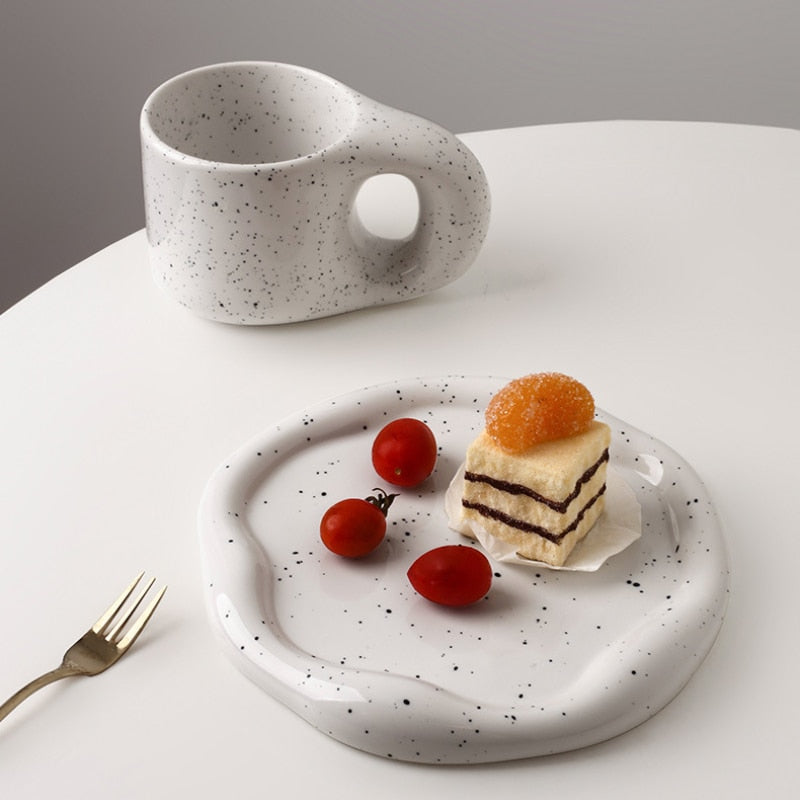 Glazed Ceramic Decorative Tray with Irregular Design
