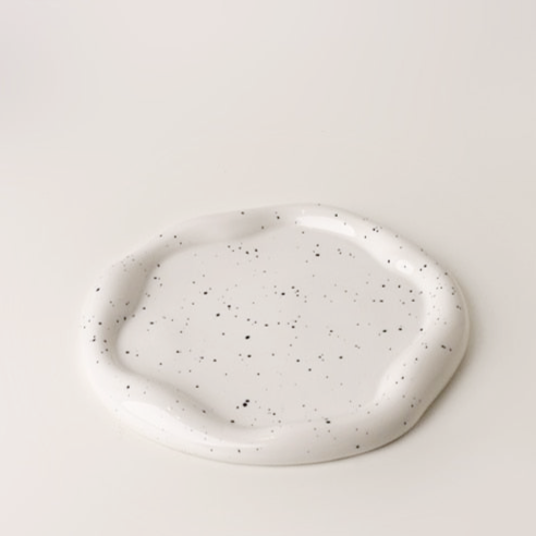 Glazed Ceramic Decorative Tray with Irregular Design