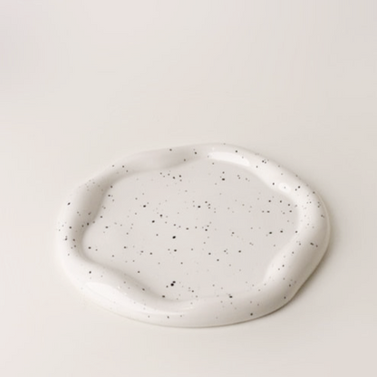 Glazed Ceramic Decorative Tray with Irregular Design