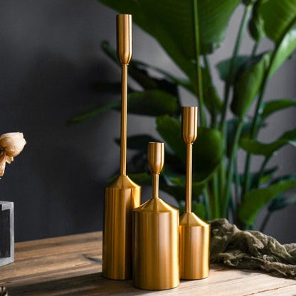 Gold Metal Candle Holder Set of 2 for Elegant Table and Home Decor