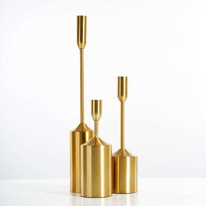 Gold Metal Candle Holder Set of 2 for Elegant Table and Home Decor