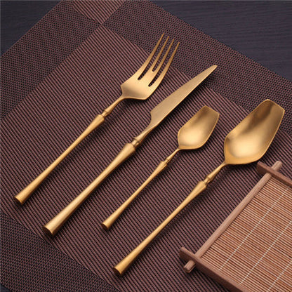 Gold Stainless Steel Cutlery Set with Elegant Finish